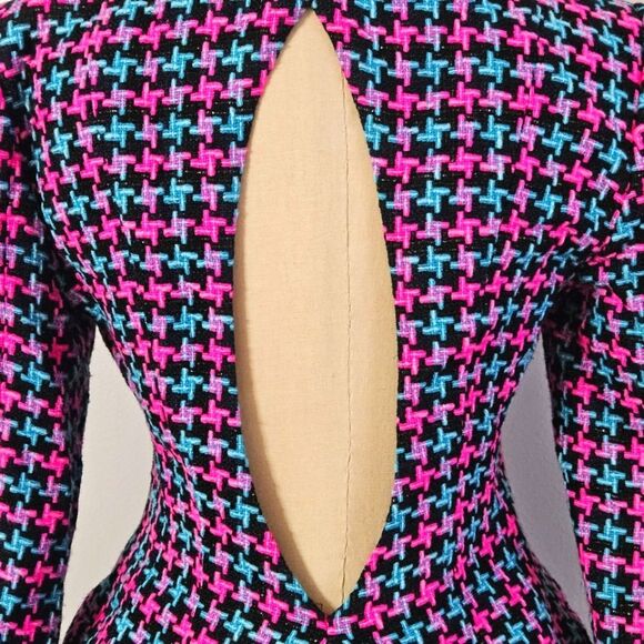 Area Women's Cutout Crystal Buckle  Houndstooth Hourglas Tweed Blazer Size:4 NWT - Picture 5 of 16